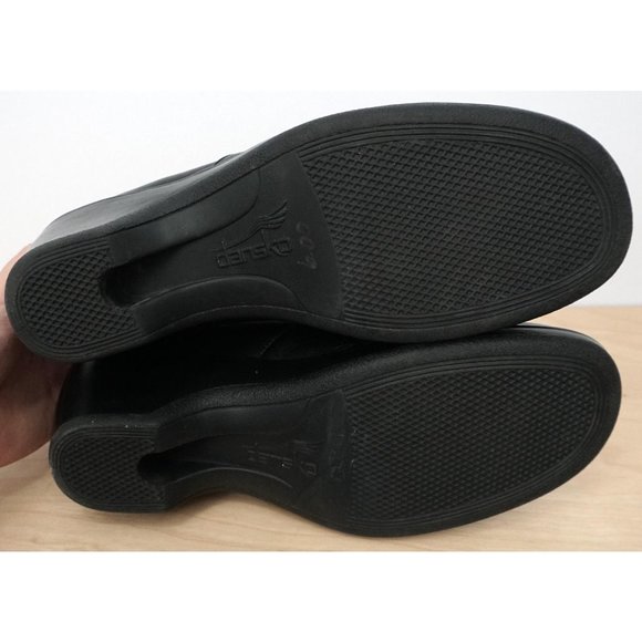 DANSKO Black Leather Slip On Clogs Heels Shoes Size 40 US 9.5 10 - Picture 8 of 9